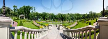 View of modern green park from the steps above