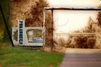 Road to Chernobyl. Road sign