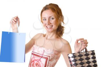 Great shopping. Smiling happy woman with bags