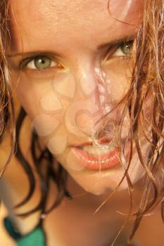 Close-up of hot wet woman