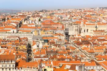 Wide view of the european city roofs, Portugal