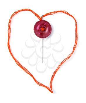 Red thread in heart shape
