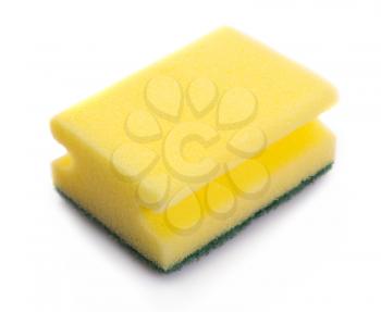 yellow sponge on white background