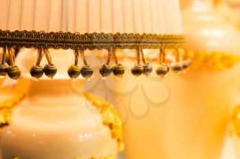 Table lamp, yellow colors, closeup picture