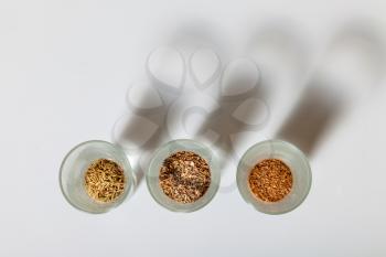 Tree types of spices in the shotglasses