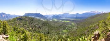 Valley landscape in usa. Blue sky on background.