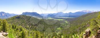 Valley landscape in usa. Blue sky on background.