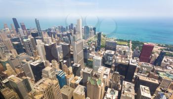 Panorama view of downtown Chicago, Illinois USA