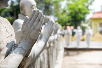 Buddha statues in a temple on Sri Lanka closeup, Ceylon. Asia culture, bubbhism religion