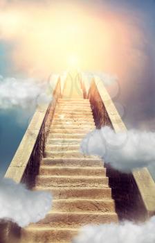 Stairway to heaven concept, holy way to paradise. Heavenly stairway