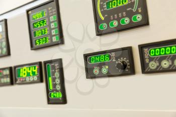 Water control panel, electronic displays, leds, buttons and switches