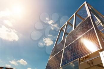 Solar panel, sun battery, alternative renewable energy. Ecology electrical station 