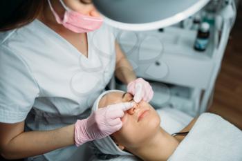 Facial skincare in spa salon, health care. Professional beauty medicine, rejuvenation procedure