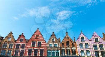 Ancient building facades, old provincial European town. Summer tourism and travels, famous europe landmark, popular places for vacation tour or holidays