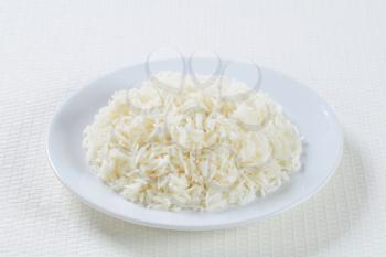 Plate of cooked white rice