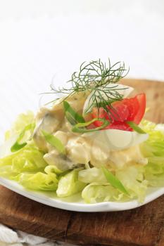 Egg salad on a nest of fresh lettuce