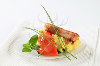 Marinated pork served with couscous 