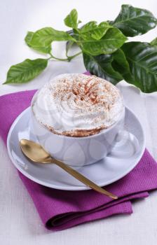 Cup of coffee with whipped cream