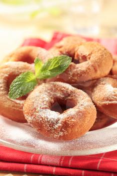 Plate of homemade ring donuts