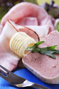 Liver pate, ham and bacon - detail