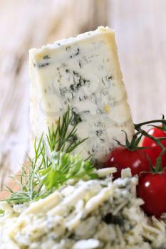 Blue cheese and fresh tomatoes - detail