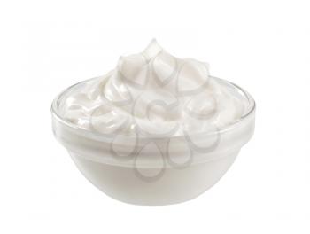 Swirl of smooth cream in a glass dish