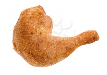Spiced chicken leg isolated on white  
