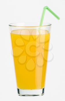 Glass of juice and a drinking straw 