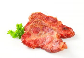 Pan roasted smoked pork neck