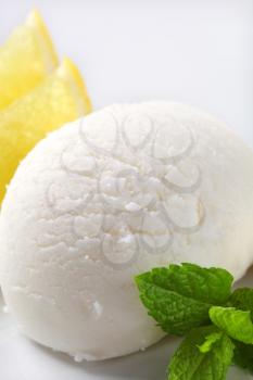 Scoop of lemon ice cream