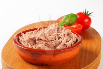 Dish of delicious spreadable pate 