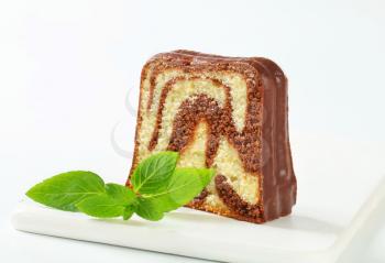 Marble pound cake with chocolate glaze