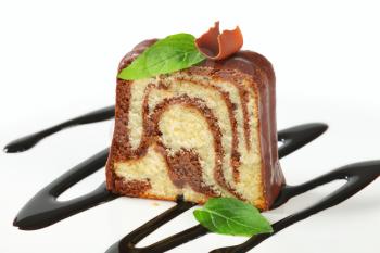 Marble pound cake with chocolate glaze