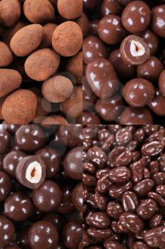 Variety of chocolate covered nuts - detail