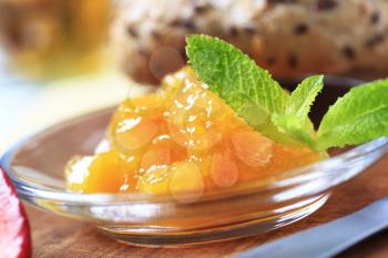 Marmalade on a glass plate
