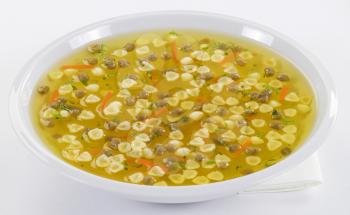 Chicken broth with vegetable and pasta
