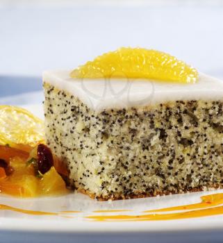 Poppy seed cake with lemon glaze