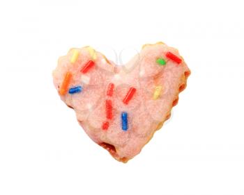 Pink frosted sugar cookie with colorful sprinkles