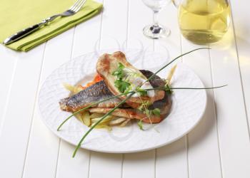 Pan fried trout fillets with roasted potato