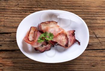 Slices of pan fried bacon