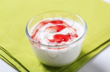 Bowl of yogurt or quark with jelly