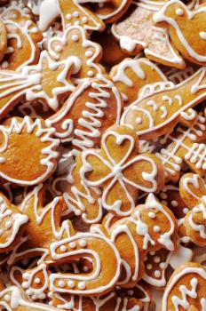 Various shapes of gingerbread cookies

