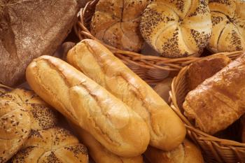 Variety of fresh bread and pastry