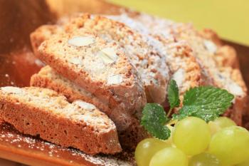 Detail of traditional Italian almond biscotti 