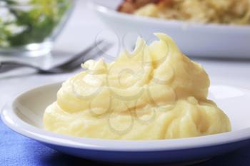 Portion of potato puree on plate 