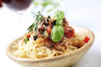 Bowl of spaghetti and ragu alla Bolognese