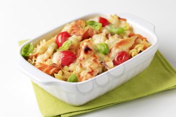 Corkscrew pasta with cherry tomatoes and cheese 