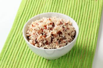 Bowl of cooked mixed rice - studio