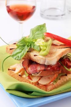 Delicious turkey and bacon sandwich -  detail