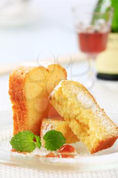 Slices of pound cake on plate